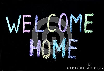 Sign welcome home on chalkboard Stock Photo