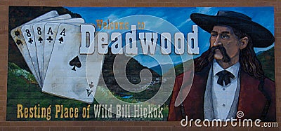 Welcoming Sign to Deadwood South Dakota Editorial Stock Photo
