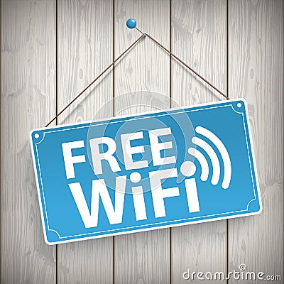 Sign Wooden Background Free Wifi Vector Illustration