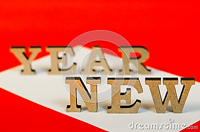 Sign from wooden letters new year Stock Photo