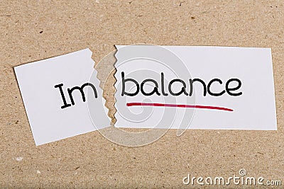 Sign with word imbalance turned into balance Stock Photo