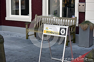 A sign with the word stembureau Editorial Stock Photo