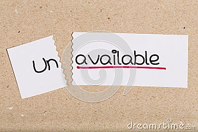 Sign with word unavailable turned into available Stock Photo