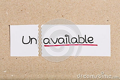 Sign with word unavailable turned into available Stock Photo