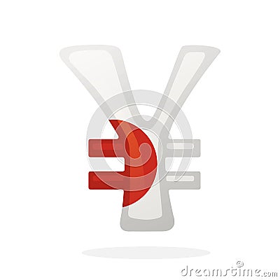 Sign of yen in national flag colors Vector Illustration