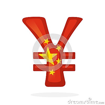 Sign of yuan in national flag colors with two lines Vector Illustration