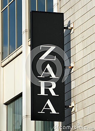 Sign on the zara retail fashion store in leeds city centre Editorial Stock Photo