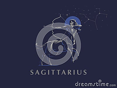 Sign of the zodiac Sagittarius. The constellation of Sagittarius. Vector illustration. Vector Illustration