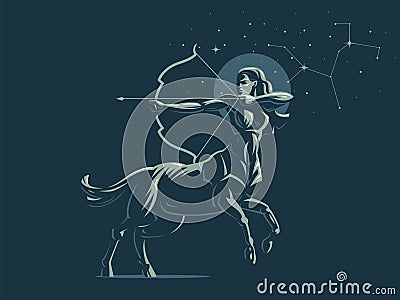 Sign of the zodiac Sagittarius. The constellation of Sagittarius. Vector illustration. Vector Illustration