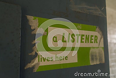 Signage on a cell door in HMP Shrewsbury, an abandoned prison Editorial Stock Photo