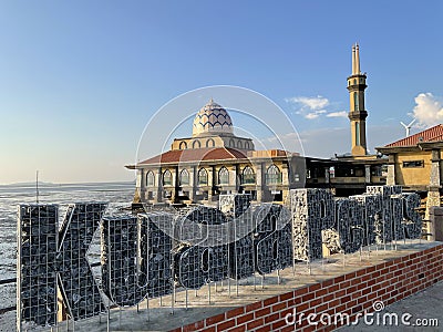 Kuala Perlis mosque before dusk at low tide Editorial Stock Photo