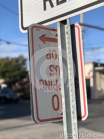 Upside down sign Stock Photo