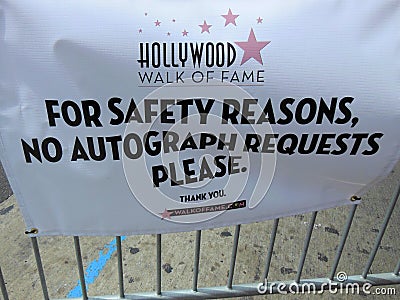 Signage Requesting No Autographs Editorial Stock Photo