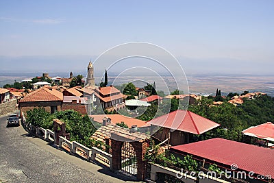 Signagi city with its red roof houses. Georgia Editorial Stock Photo