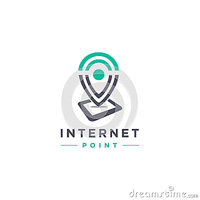 Signal internet pin logo, wireless internet logo icon vector template Vector Illustration