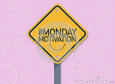 Signal road with Monday Motivation hashtag Stock Photo