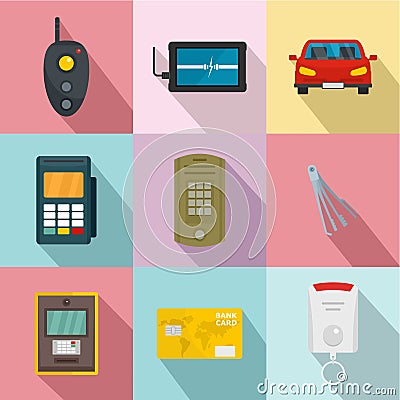 Signal system icons set, flat style Vector Illustration