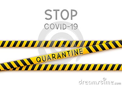 Signal tape border for quarantine coronavirus design on white background Vector Illustration