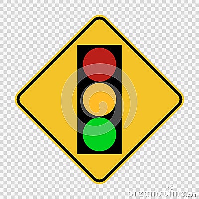 symbol signal traffic light green yellow red sign on transparent background Vector Illustration