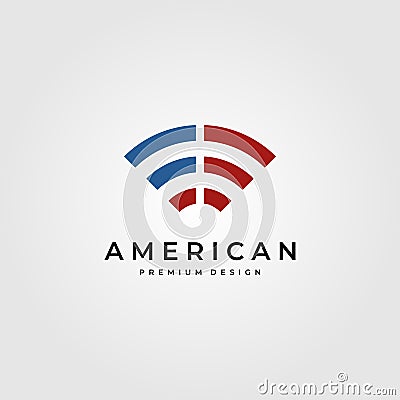 Signal wifi logo symbol with american flag symbol vector illustration design Vector Illustration