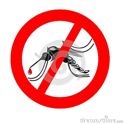 Signaling mosquitoes with mosquito warning prohibited sign for i Vector Illustration