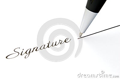 The signature and ball pen Stock Photo