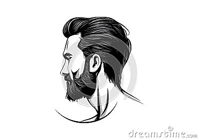 Signature Beard Styles: Artistic Vector Logos Stock Photo