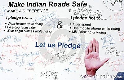 Signature Campaign for road safety ,Hyderabad,India. Editorial Stock Photo