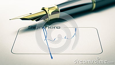 Signature on a Document Cartoon Illustration