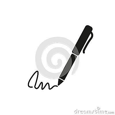 The signature icon. Pen and undersign, underwrite, ratify symbol. Flat Vector Illustration