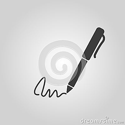 The signature icon. Pen and undersign, underwrite, ratify symbol. Flat Vector Illustration