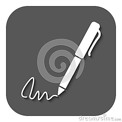 The signature icon. Pen and undersign, underwrite, ratify symbol. Flat Vector Illustration