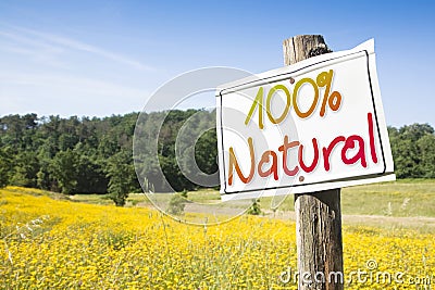 Signboard in the countryside with written Stock Photo