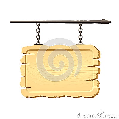 Signboard hanging on chains Vector Illustration