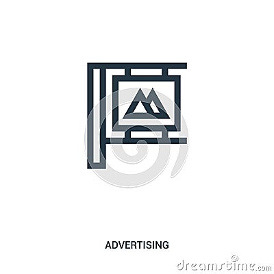 signboard icon vector from advertising collection. Thin line signboard outline icon vector illustration Vector Illustration