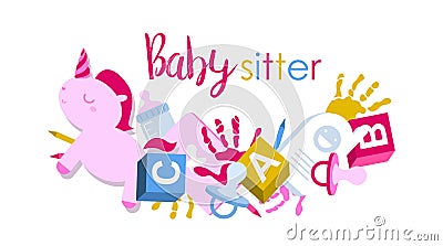 Signboard or logo for babysitter Vector Illustration