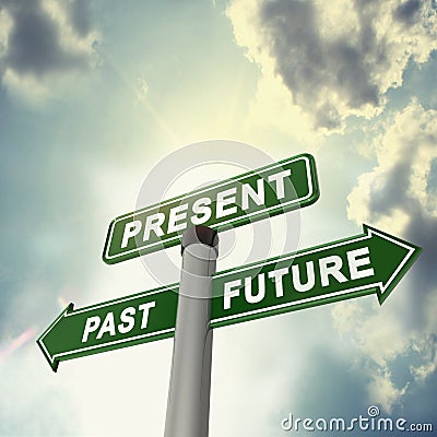 Signboard past, present and future Stock Photo