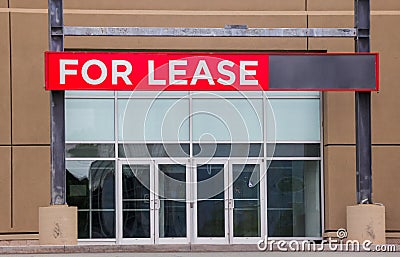 Signboard on property mall â€“ Retail space for lease. Property leasing or real estate concept. Copy space. Stock Photo