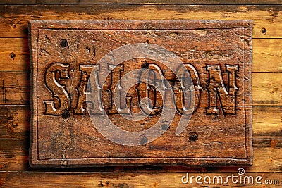 Signboard of saloon Stock Photo