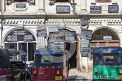 Signboards of attorneys and notaries in Kandy, Sri Lanka Editorial Stock Photo