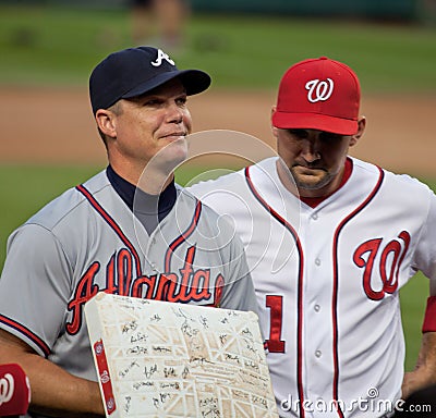 Signed Basepad--Celebrating Chipper Jones Editorial Stock Photo