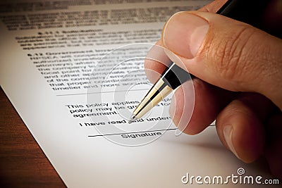 Business Signed Contract Signature Document Stock Photo