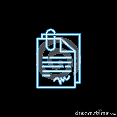 signed contracts line icon in neon style. One of Headhunting, HR collection icon can be used for UI, UX Stock Photo