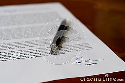 Signed Document Stock Photo