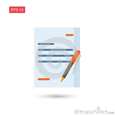Signed paper deal contract icon agreement pen on desk isolated Vector Illustration