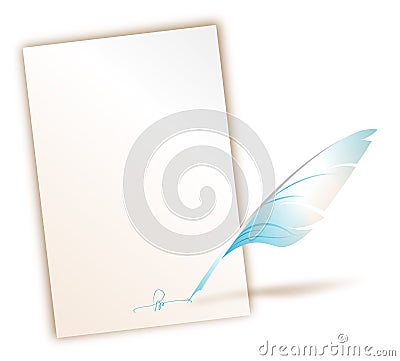 Signed paper and feather pen Stock Photo