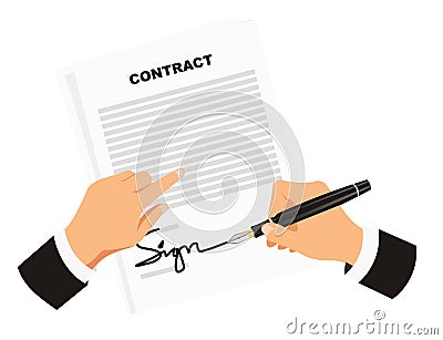 Signing Contract for Business Vector Illustration