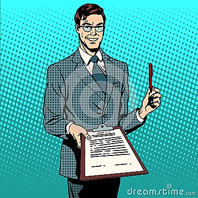 Signing contract signature document Vector Illustration