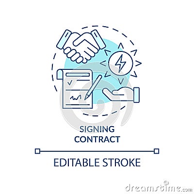 Signing contract turquoise concept icon Vector Illustration