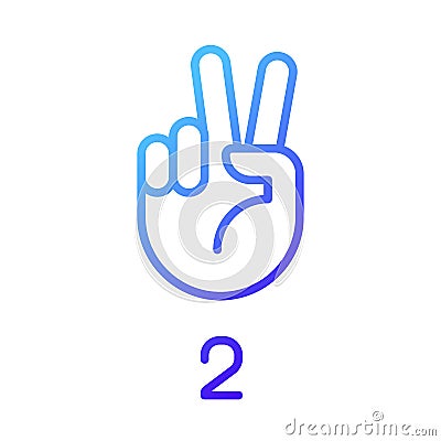 Signing digit two in ASL pixel perfect gradient linear vector icon Vector Illustration